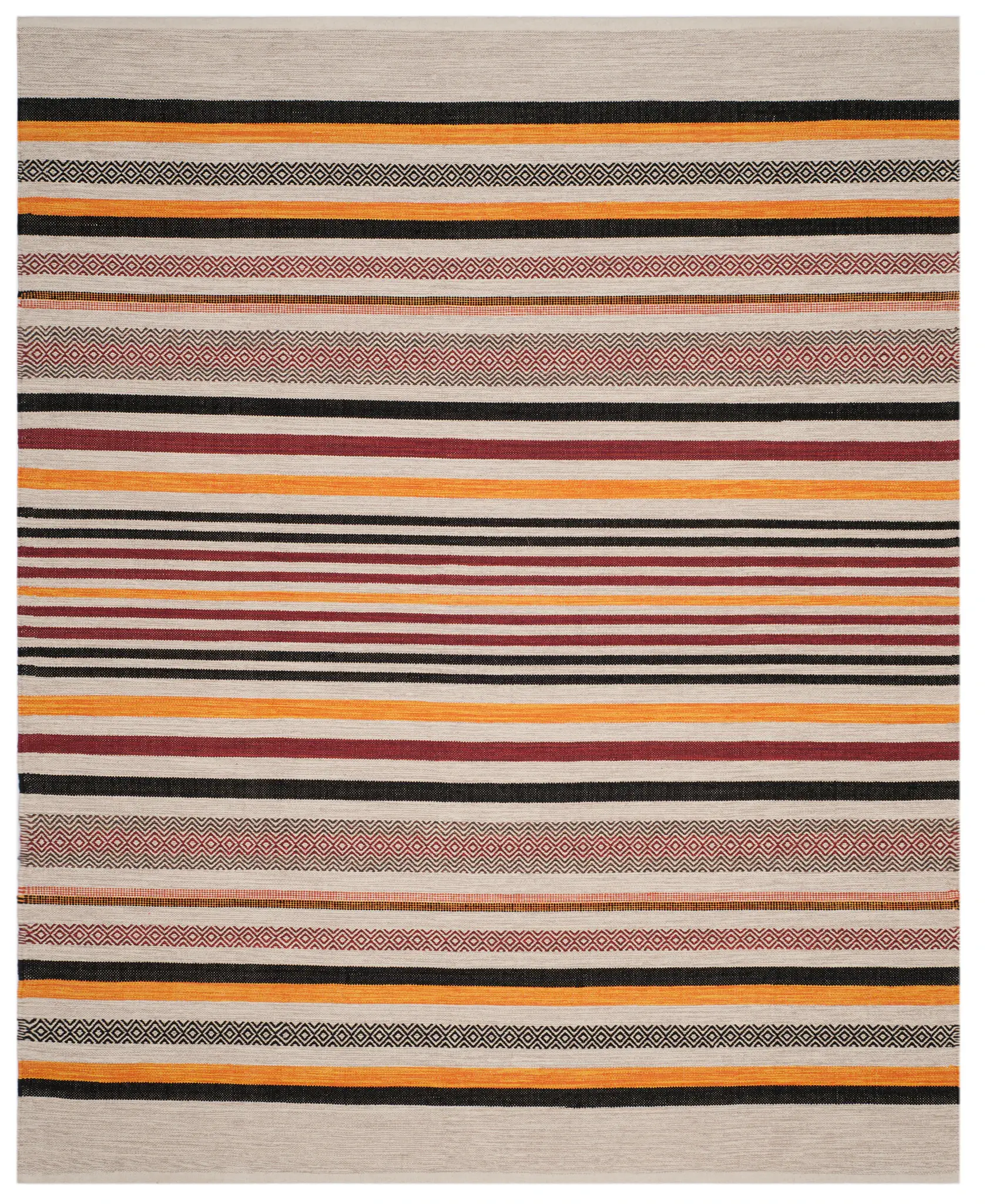 Montauk Varied Stripe Diamond Hand-Woven Cotton Rug