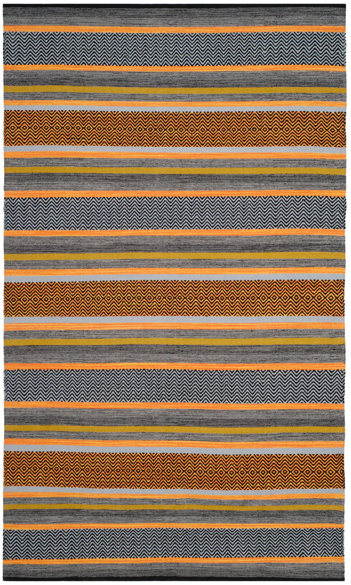 Montauk Geometric Banded Stripe Hand-Woven Cotton Rug