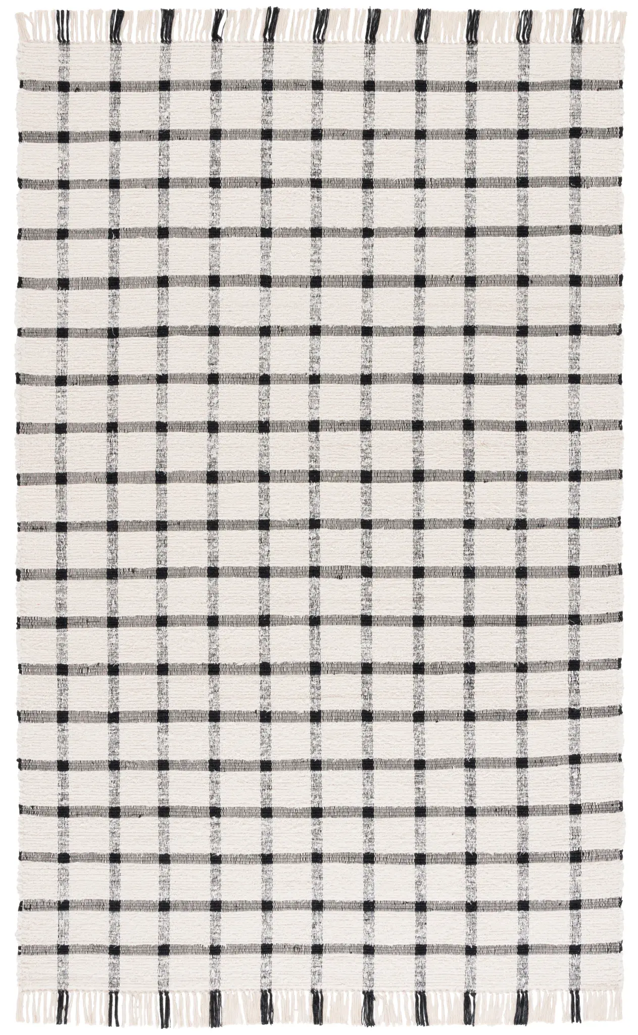 Montauk Windowpane Plaid Hand-Woven Cotton Rug