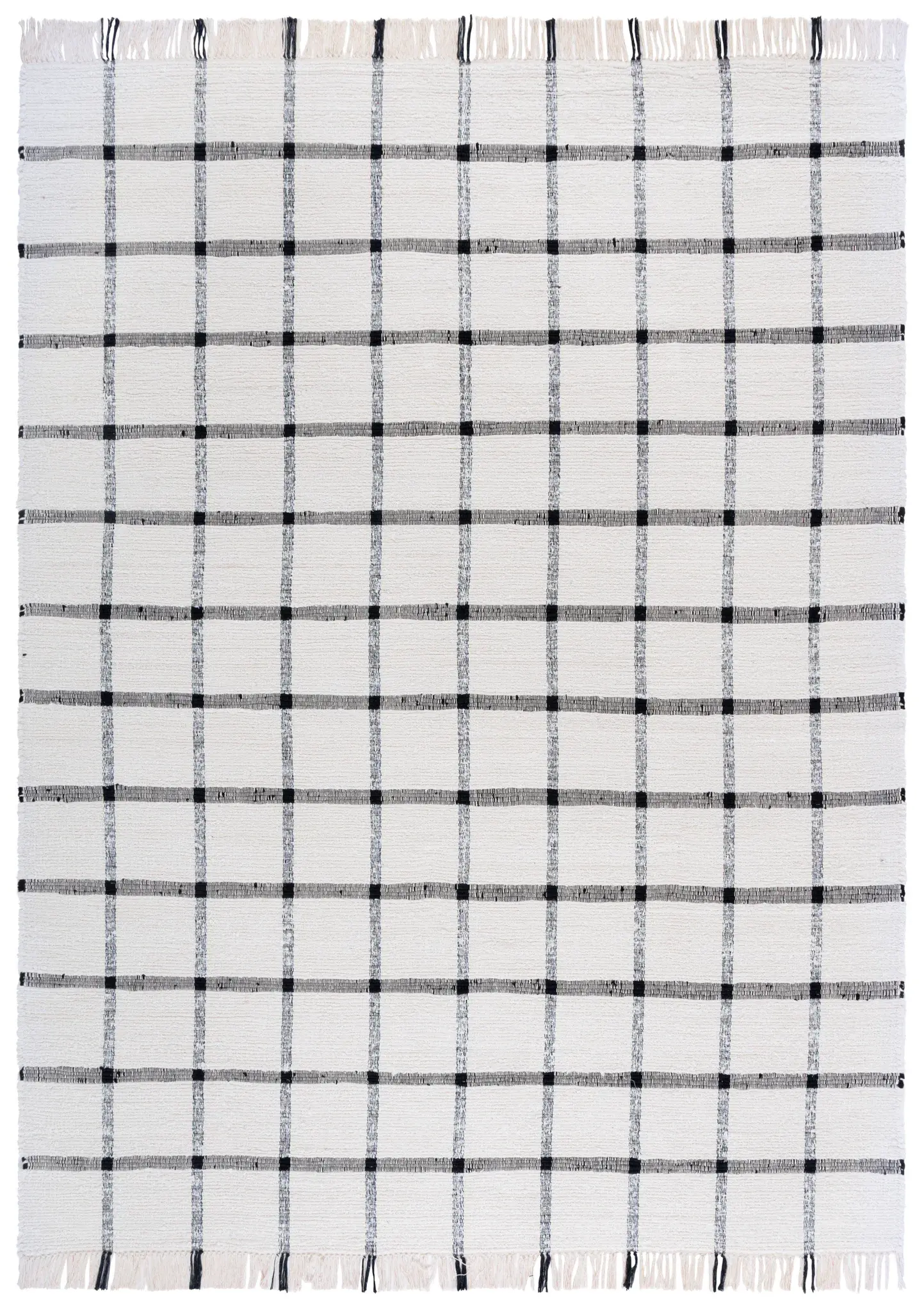 Montauk Windowpane Plaid Hand-Woven Cotton Rug