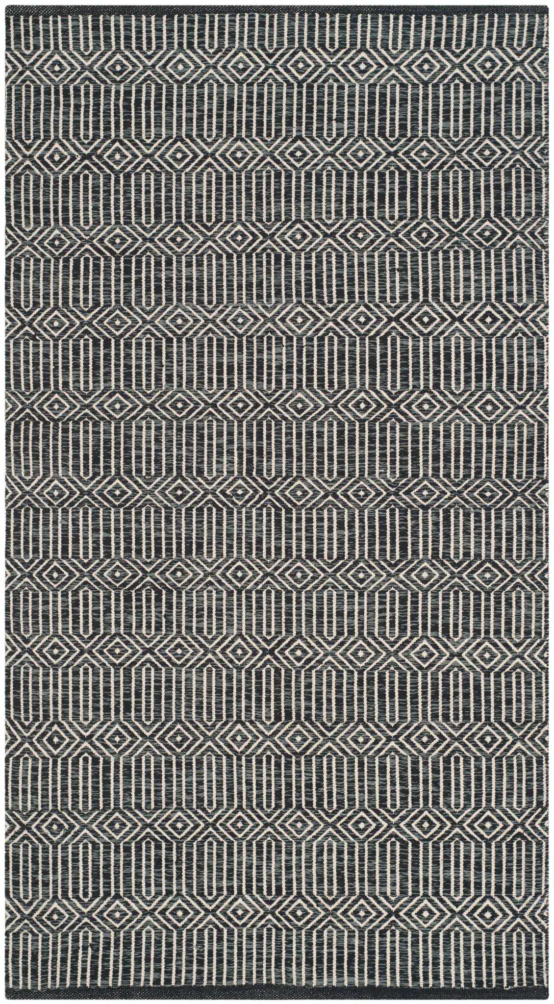Montauk Linear Diamond Hand-Woven Cotton Rug