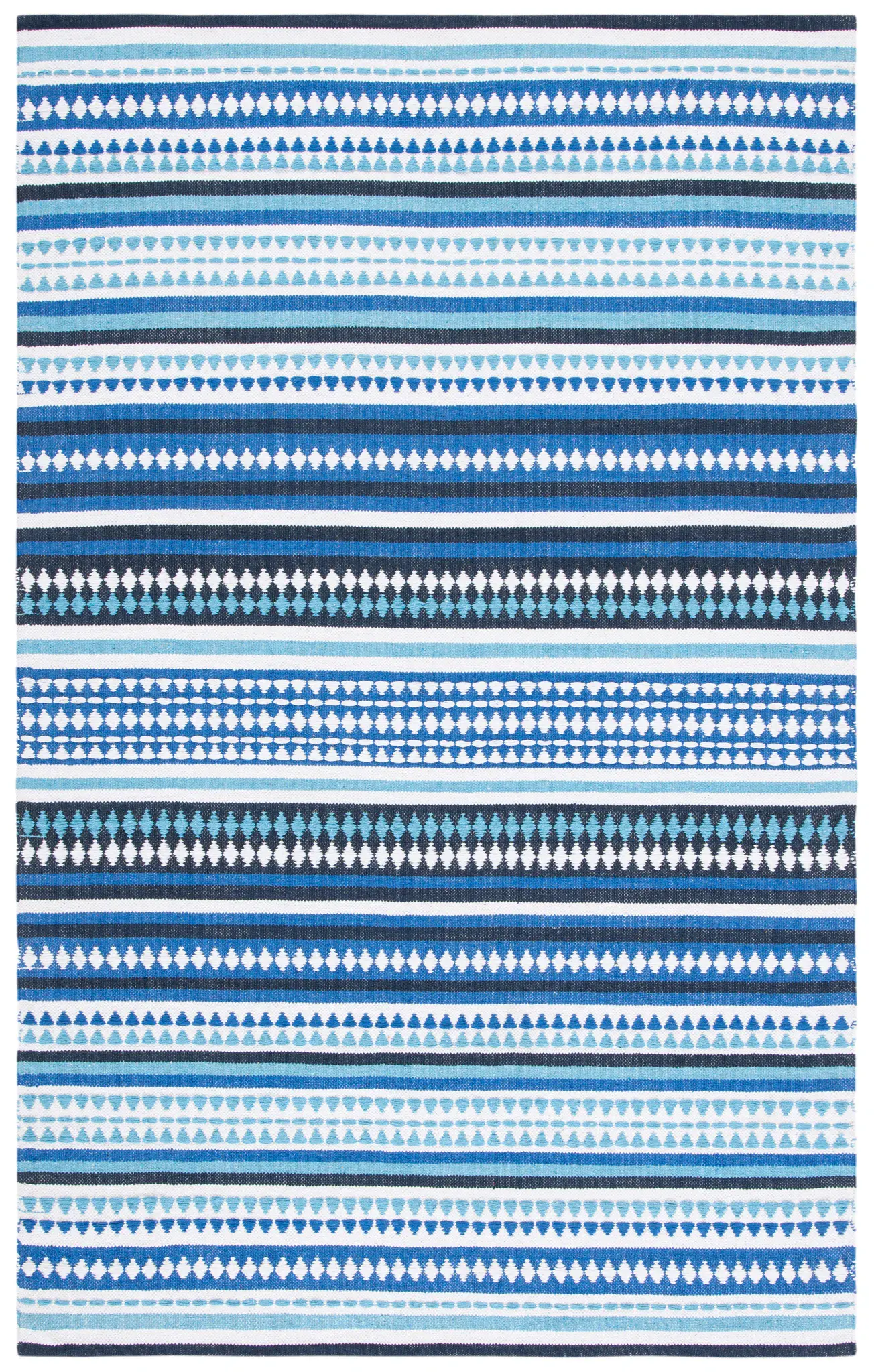 Montauk Tribal Banded Stripe Hand-Woven Cotton Rug