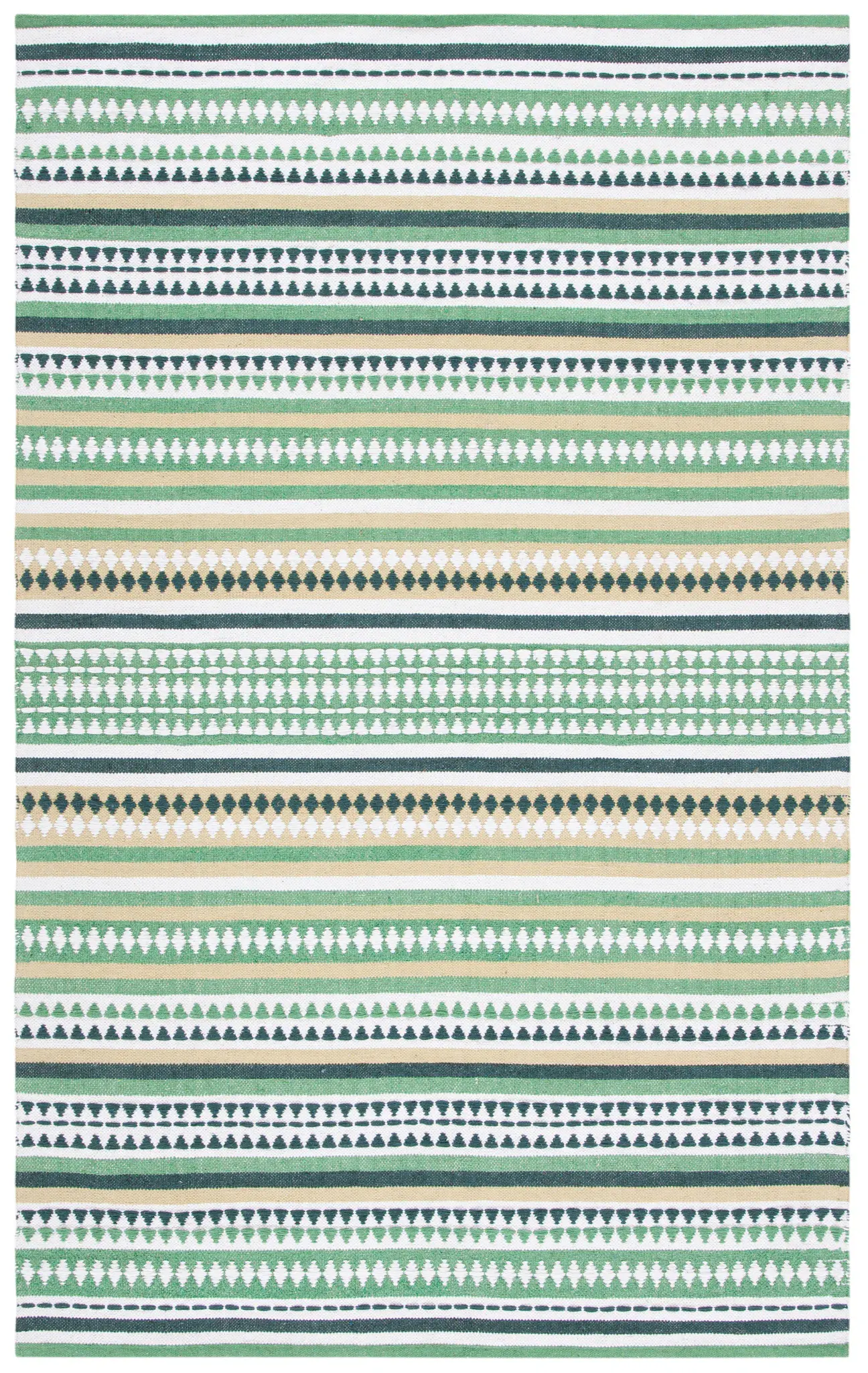 Montauk Tribal Banded Stripe Hand-Woven Cotton Rug