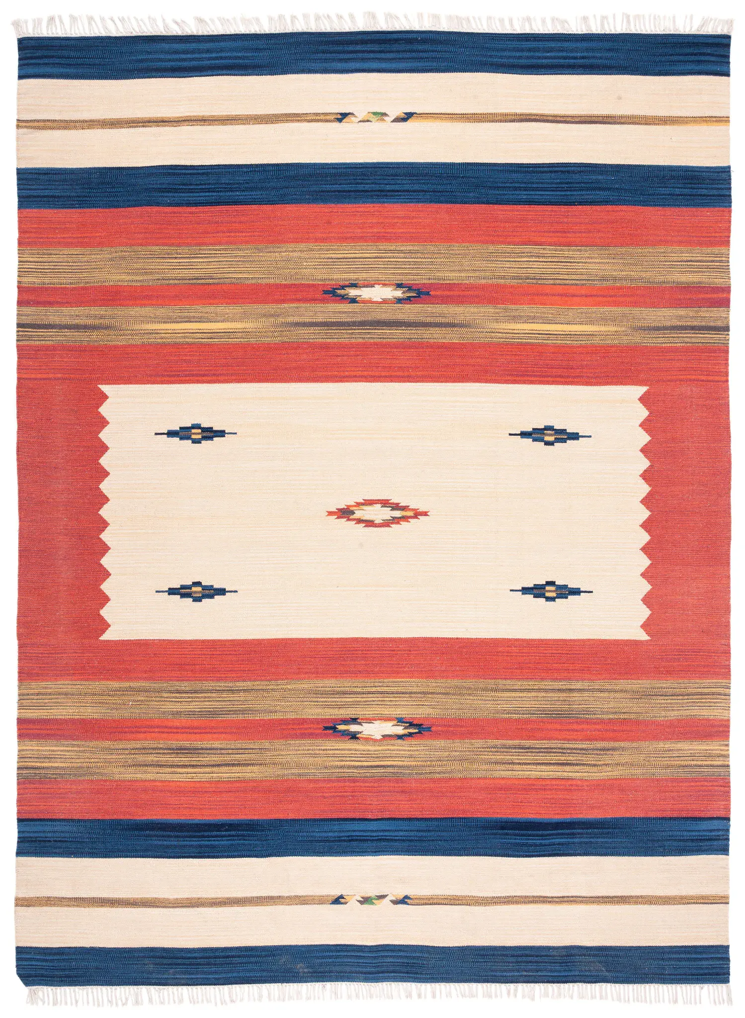 Montauk Banded Diamond Hand-Woven Cotton Rug