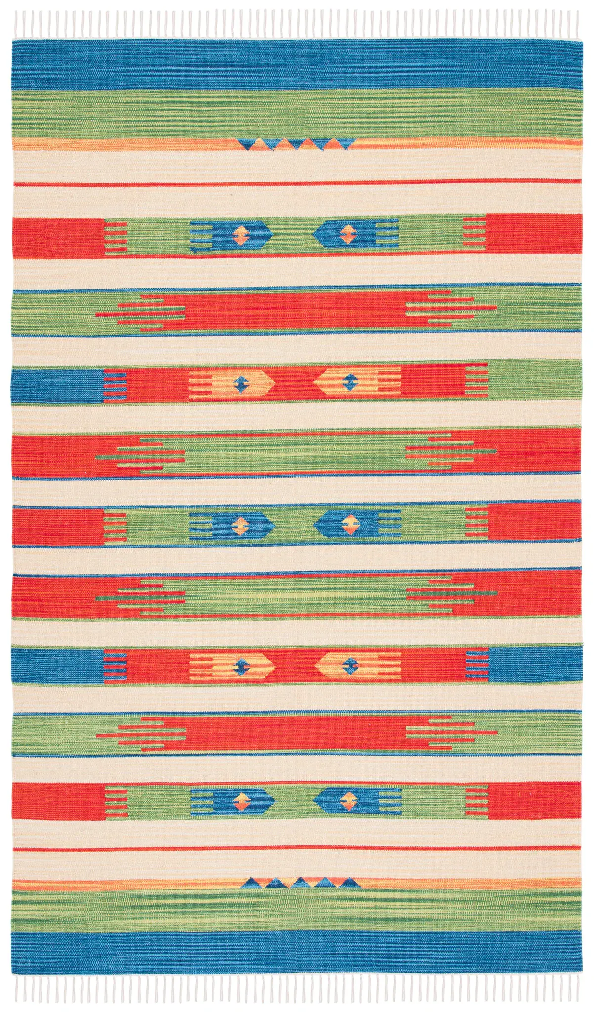 Montauk Striped Fringe Hand-Woven Cotton Rug