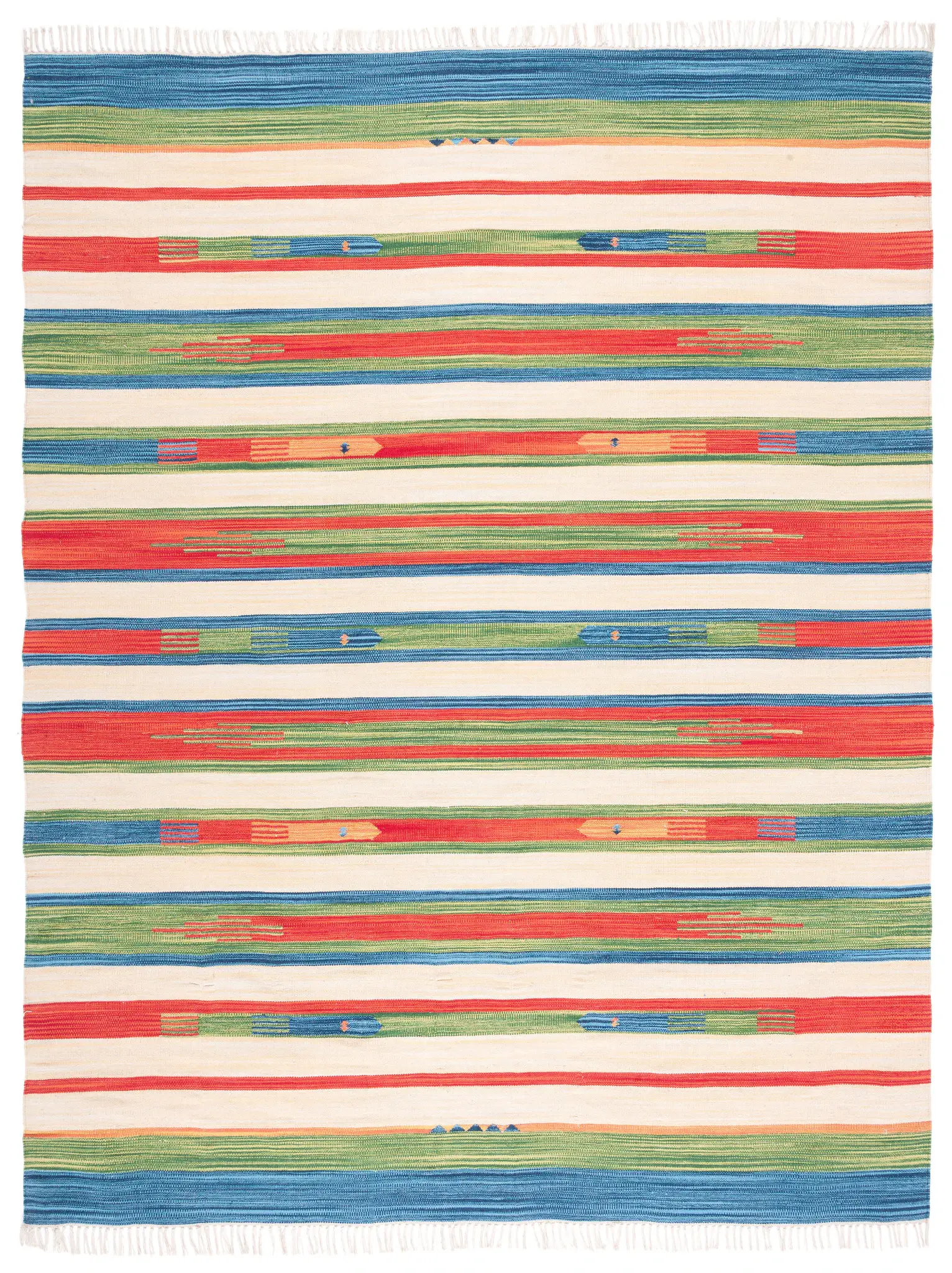 Montauk Striped Fringe Hand-Woven Cotton Rug