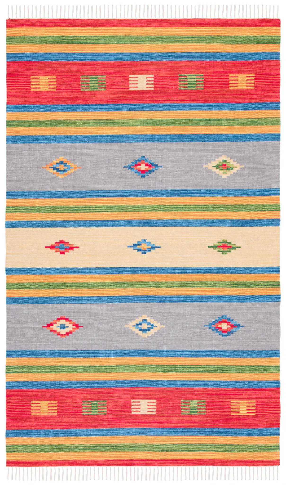 Montauk Southwestern Motif Stripe Hand-Woven Cotton Rug