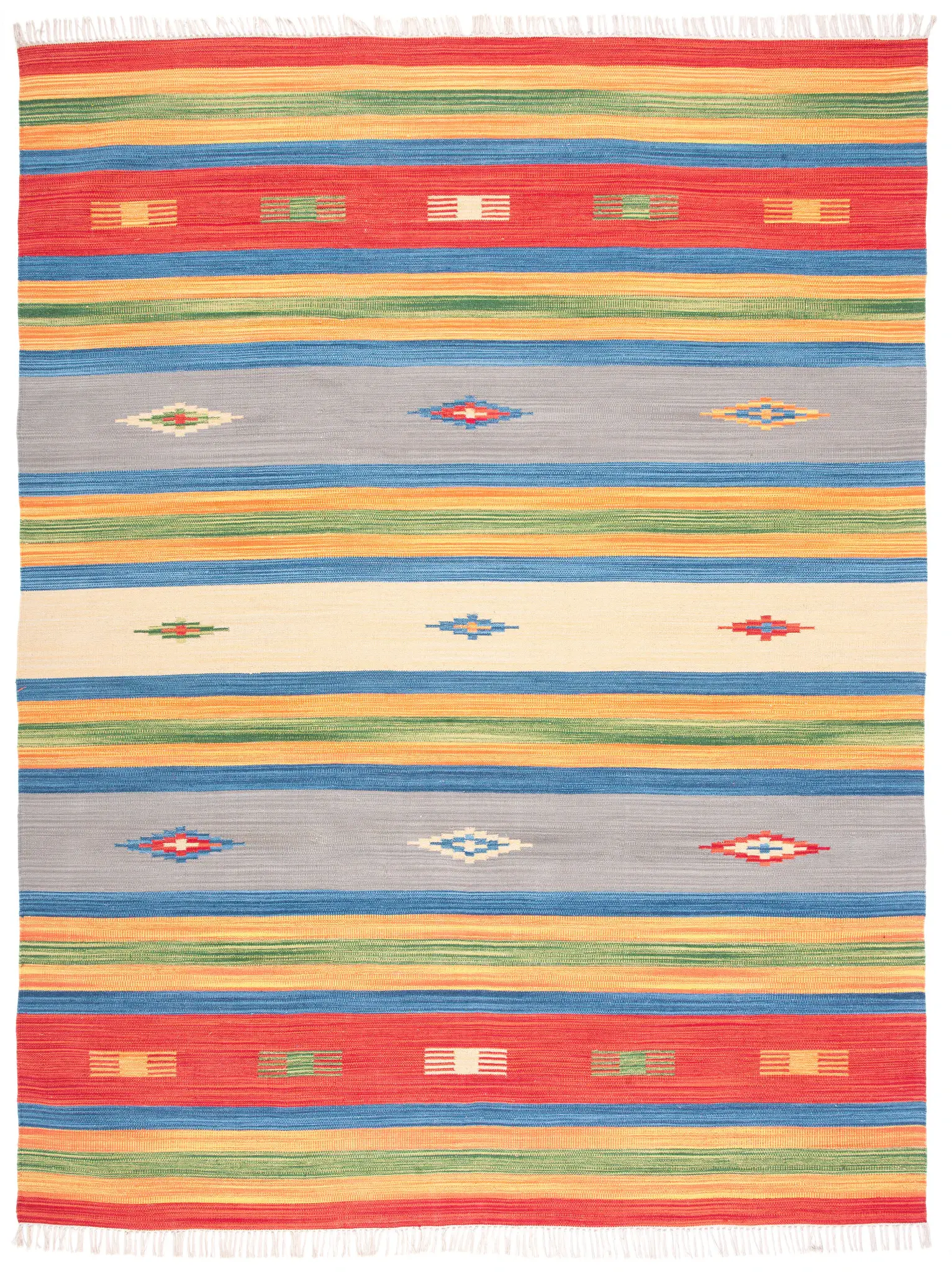Montauk Southwestern Motif Stripe Hand-Woven Cotton Rug