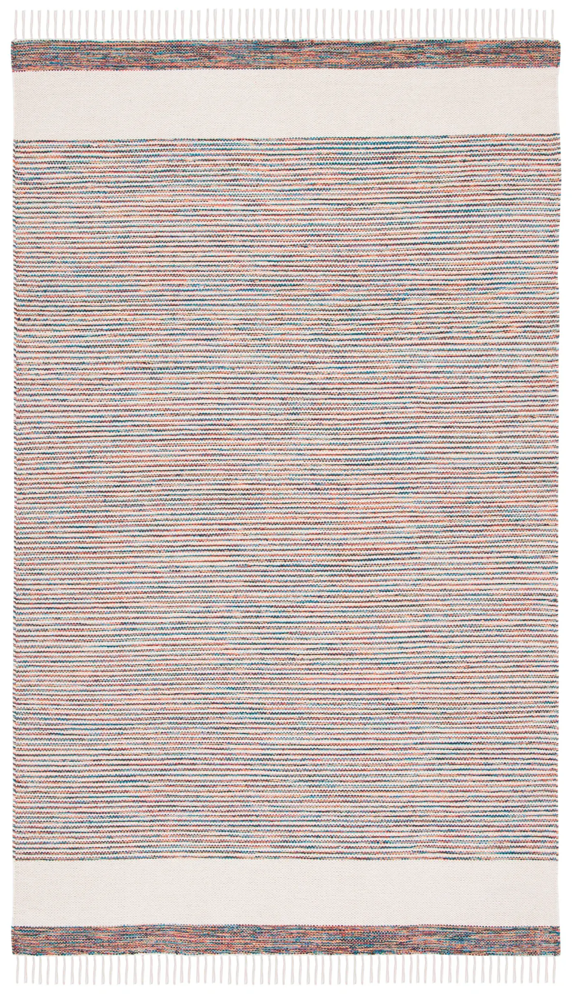 Montauk Striped Fringed Hand-Loomed Cotton Rug