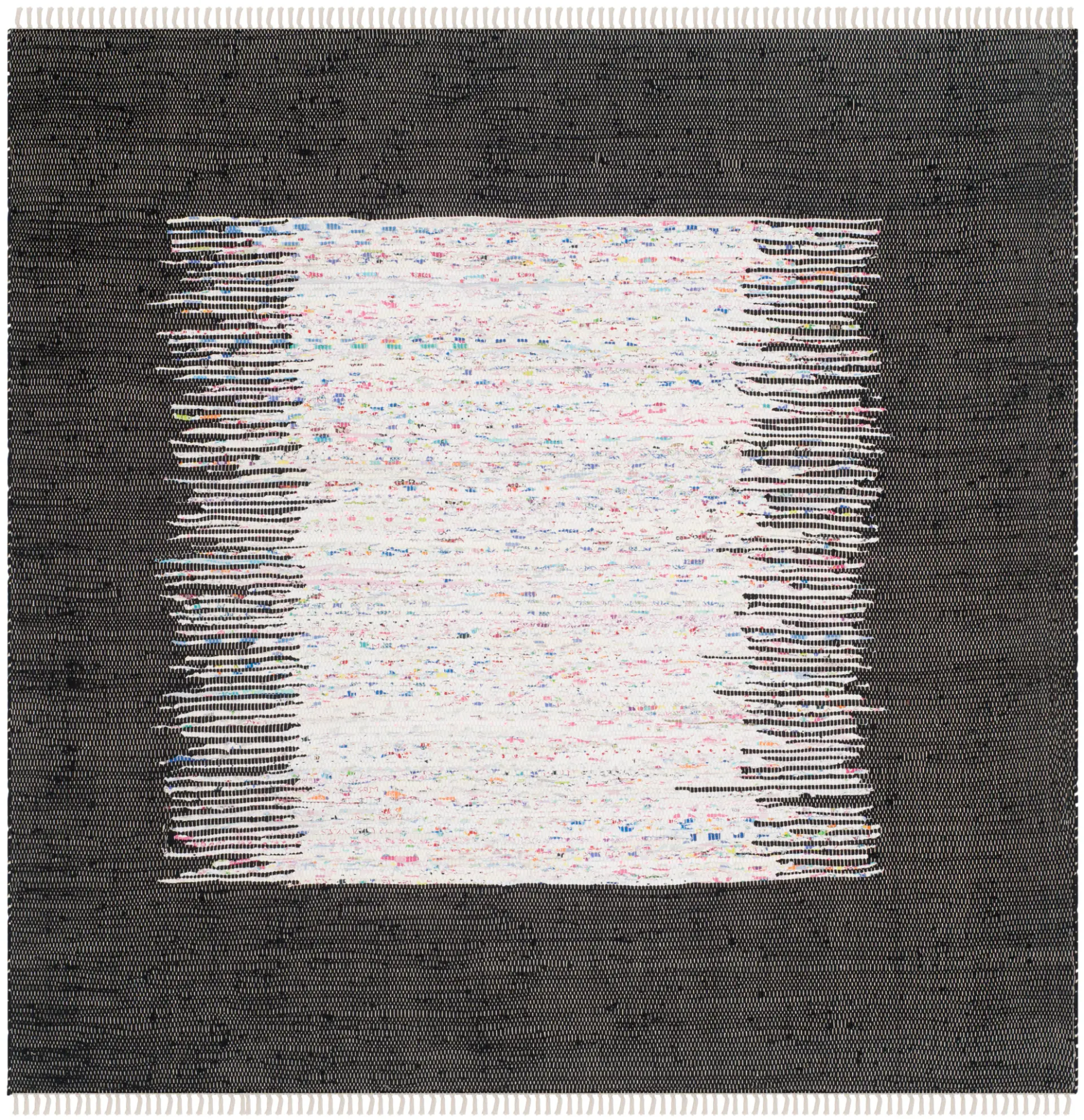 Montauk Bordered Stripe Hand-Woven Cotton Rug