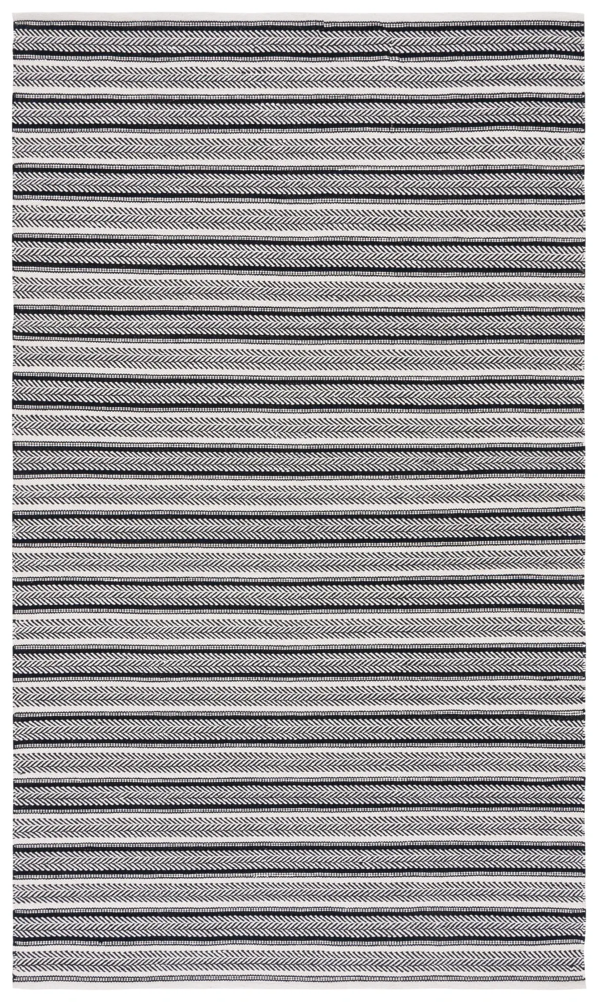Montauk Striped Herringbone Flatweave Cotton Rug