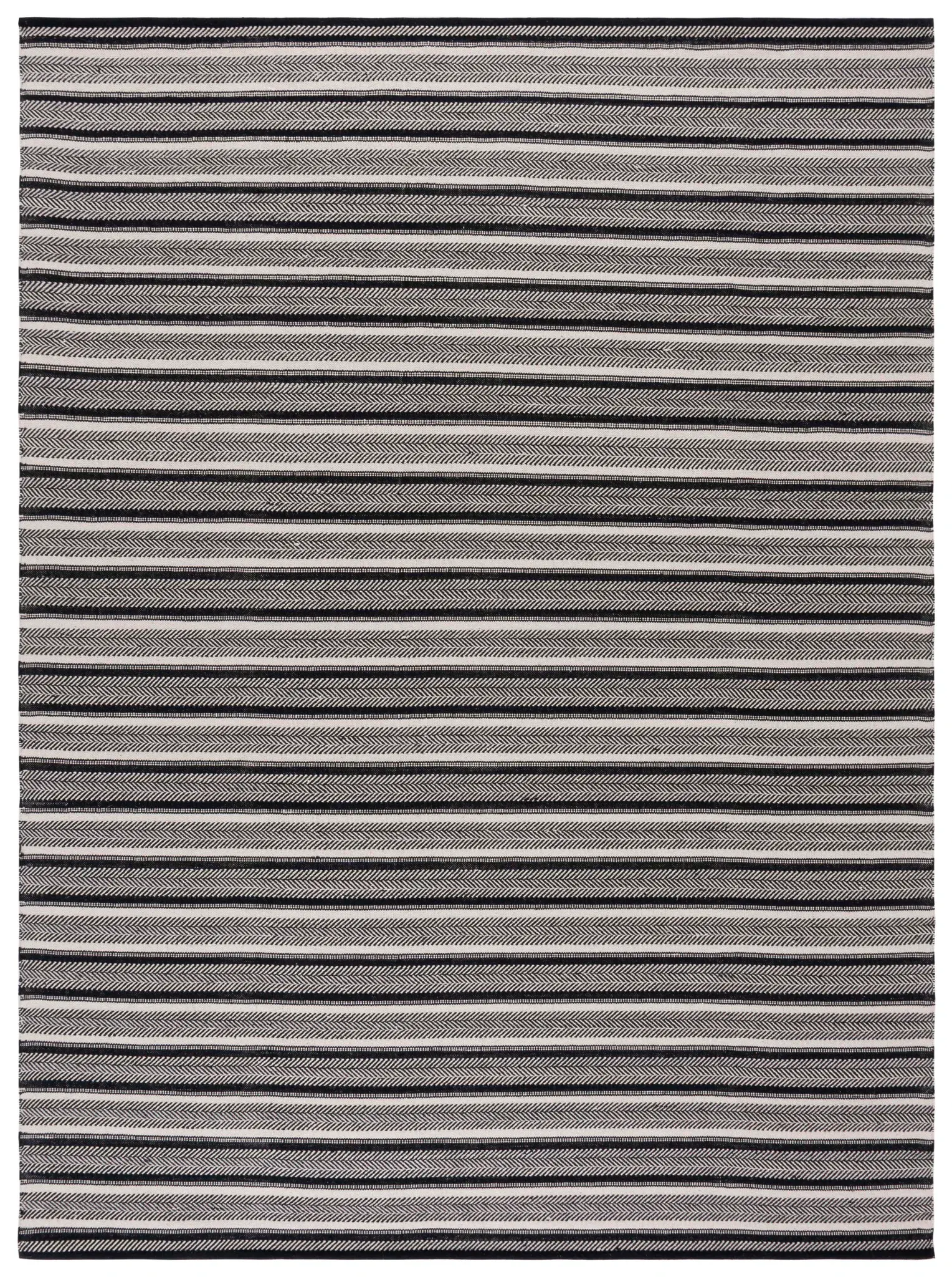Montauk Striped Herringbone Flatweave Cotton Rug