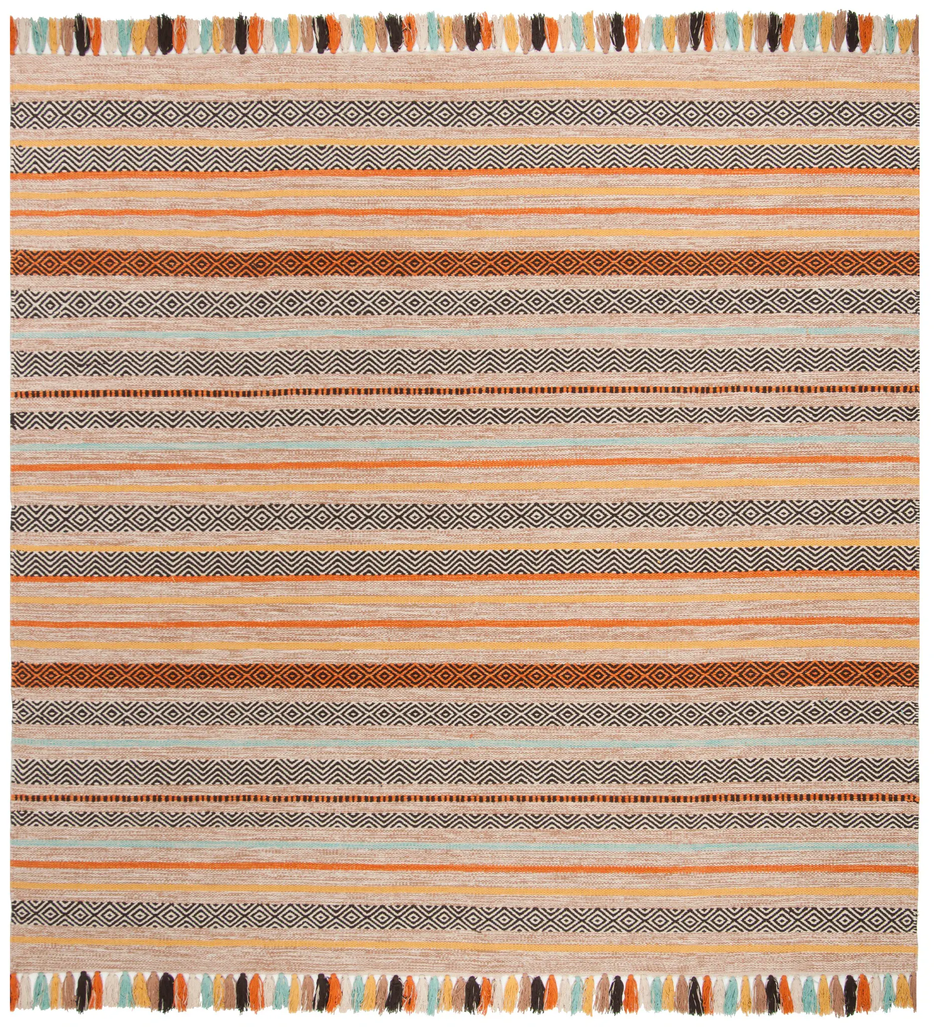 Montauk Banded Chevron Hand-Woven Cotton Rug