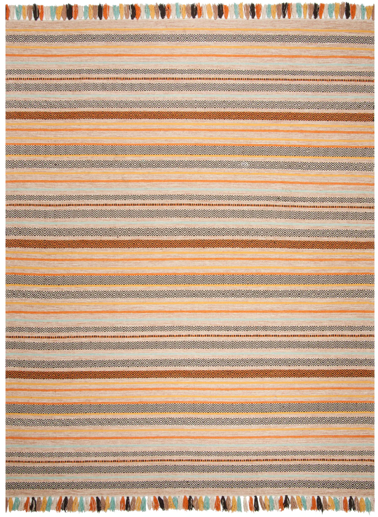 Montauk Banded Chevron Hand-Woven Cotton Rug