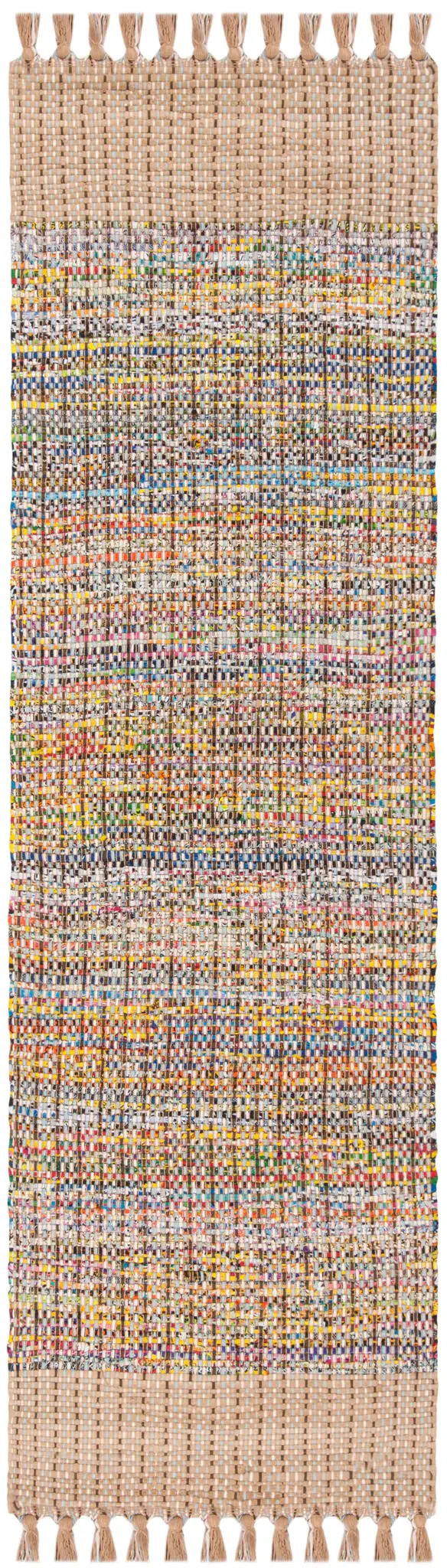 Montauk Tasseled Bordered Stripe Hand-Woven Cotton Rug