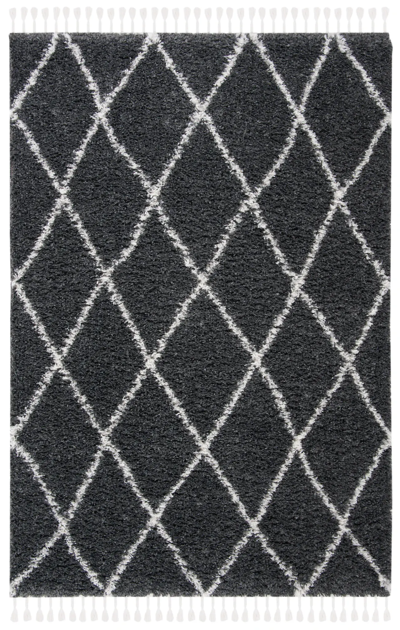 Moroccan Tassel Shag Geometric Trellis Rug