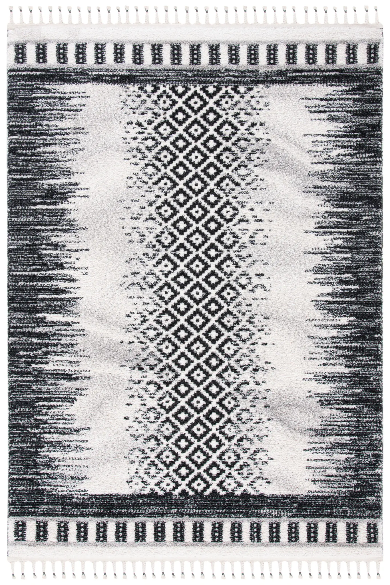 Moroccan Tassel Shag Tribal Panel Rug