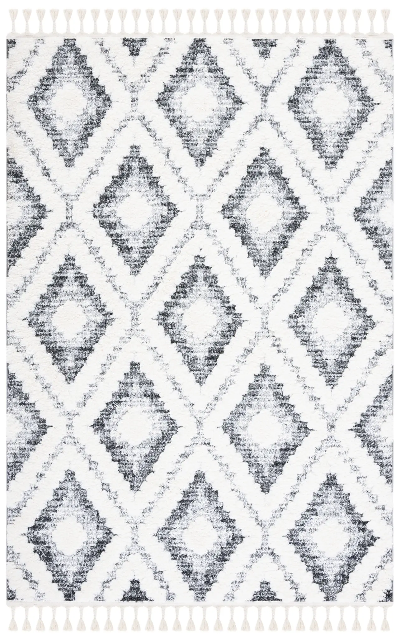 Moroccan Tassel Shag Tribal Diamond Rug