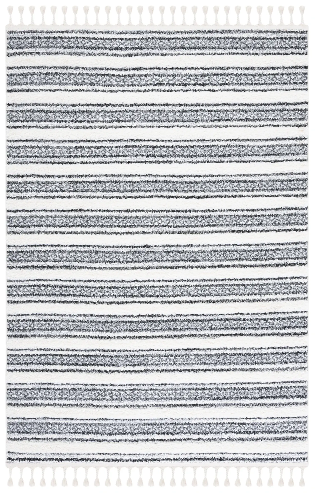 Moroccan Tassel Striped Shag Rug