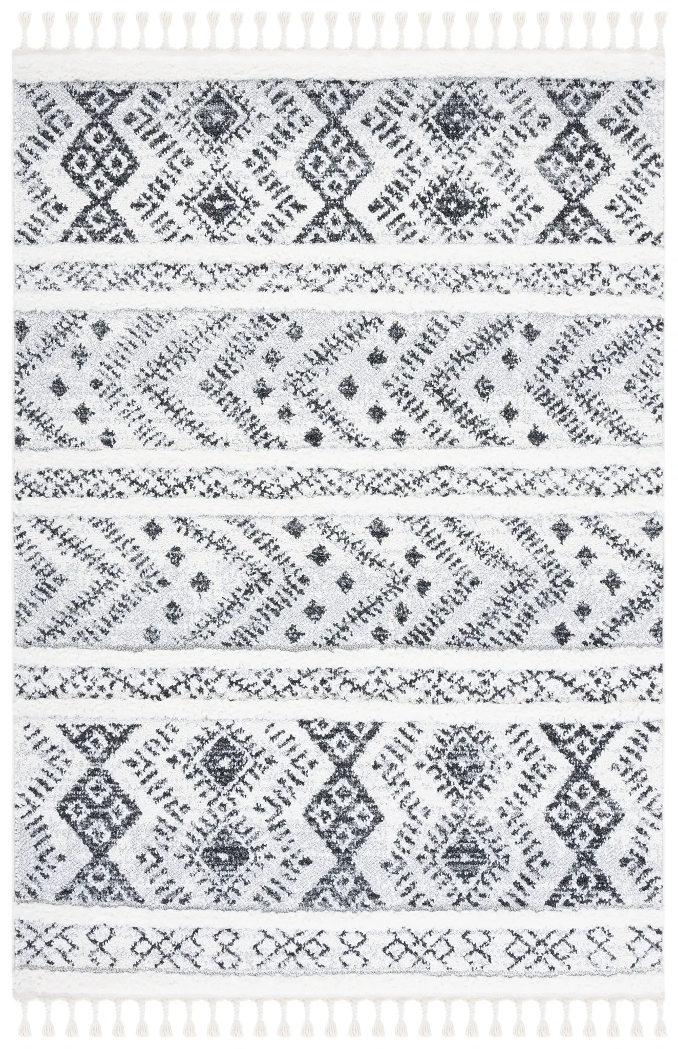 Moroccan Tassel Tribal Chevron Shag Rug