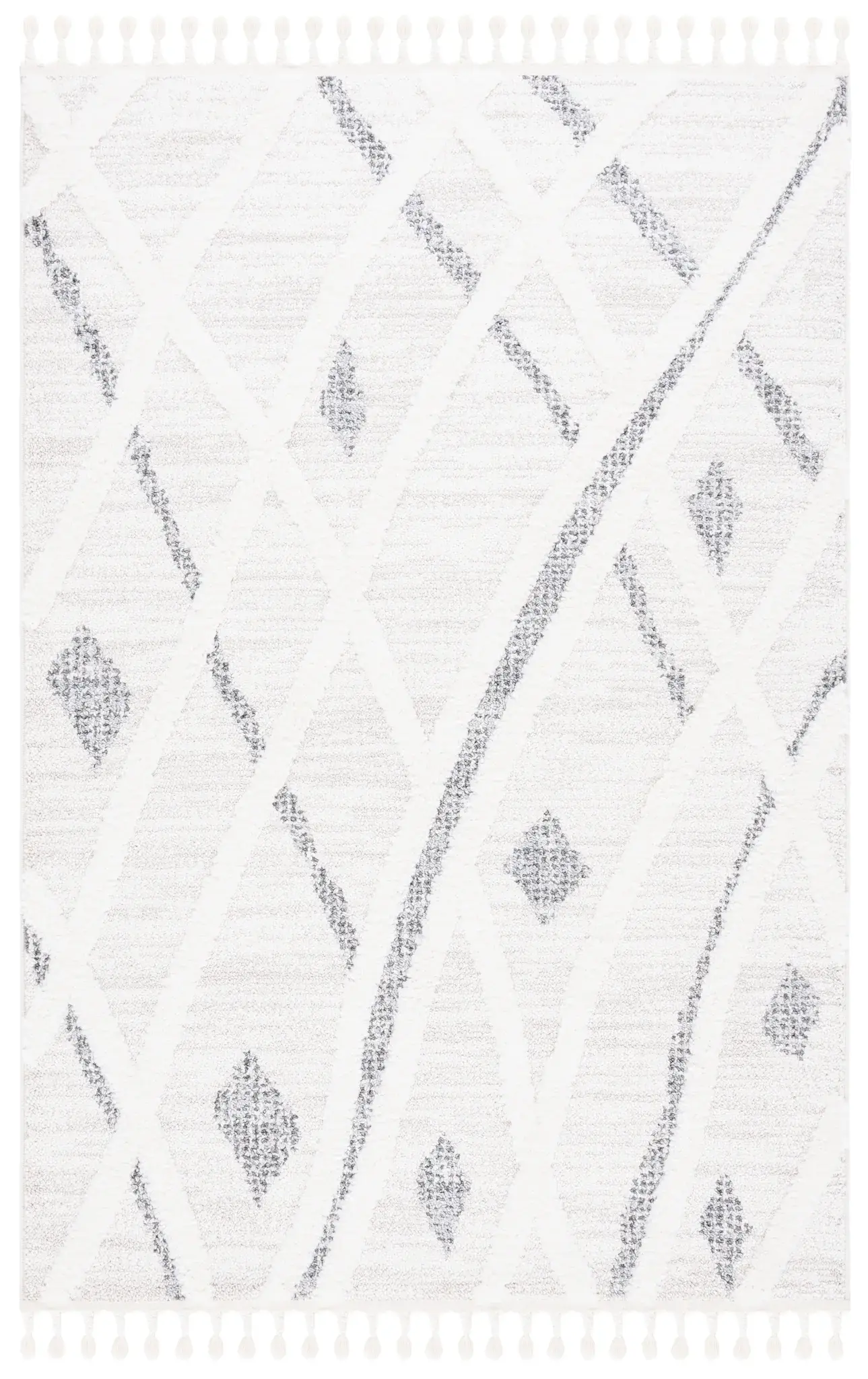 Moroccan Tassel Abstract Trellis Shag Rug