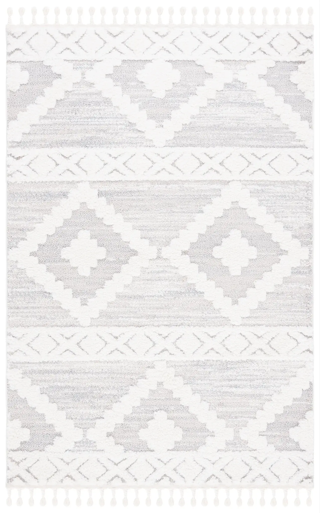 Moroccan Tassel Shag Bohemian Geometric Rug