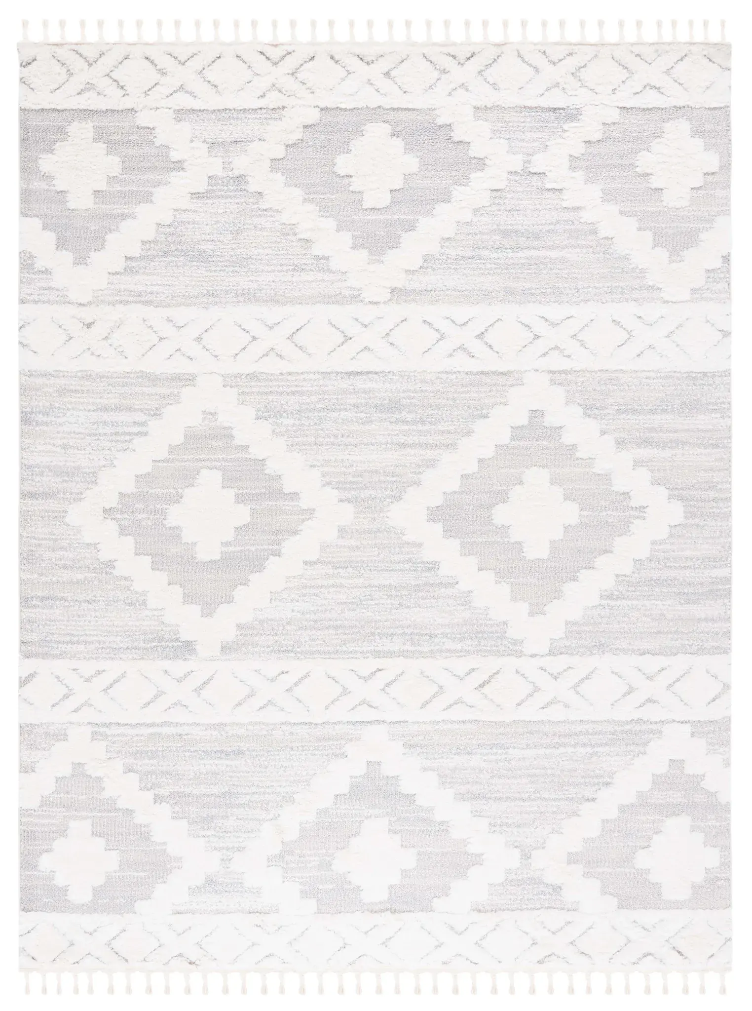 Moroccan Tassel Shag Bohemian Geometric Rug