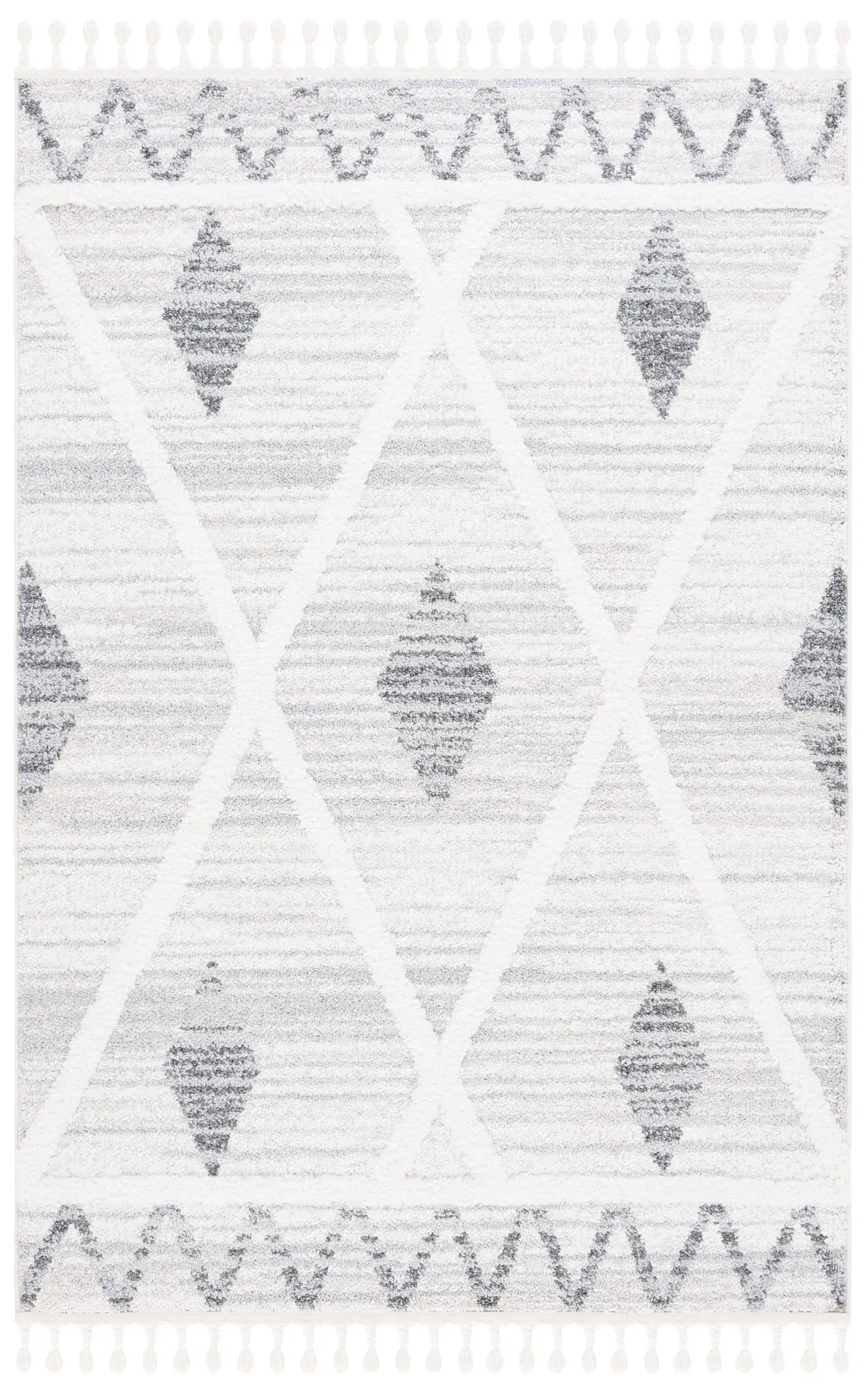 Moroccan Tassel Lozenge Diamond Shag Rug