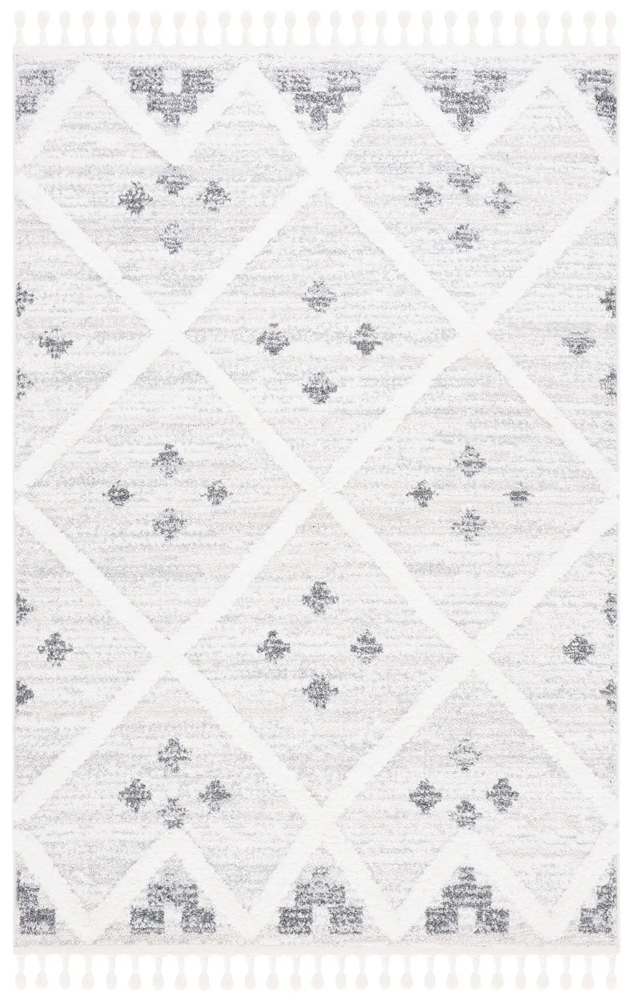 Moroccan Tassel Tribal Diamond Trellis Shag Rug