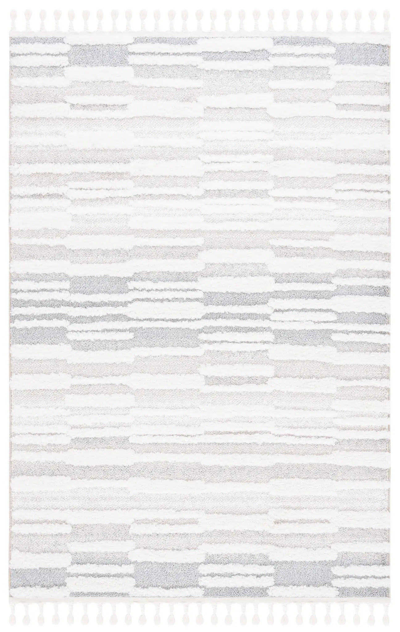 Moroccan Tassel Dashed Stripe Shag Rug