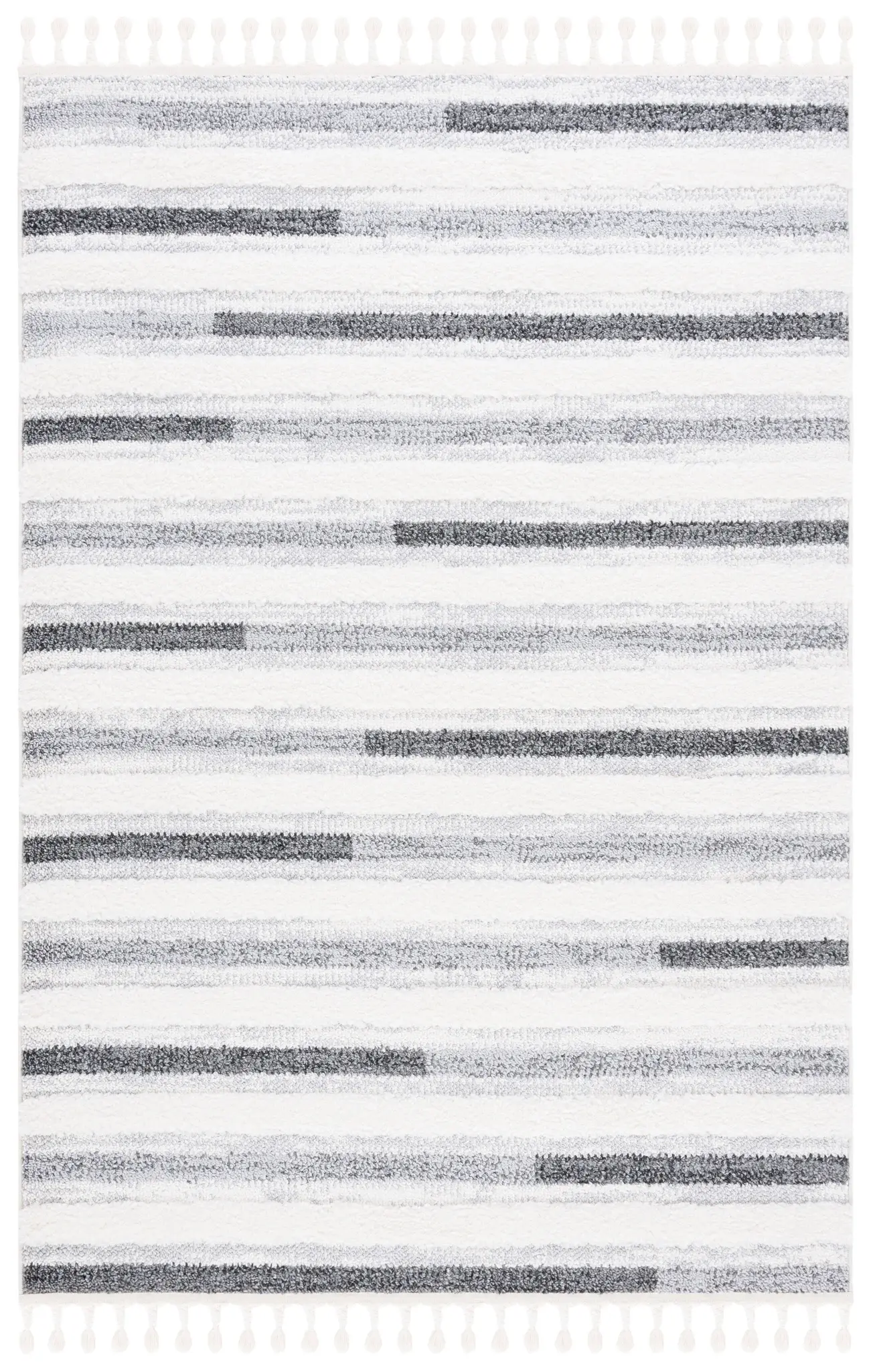 Moroccan Tassel Linear Stripe Shag Rug
