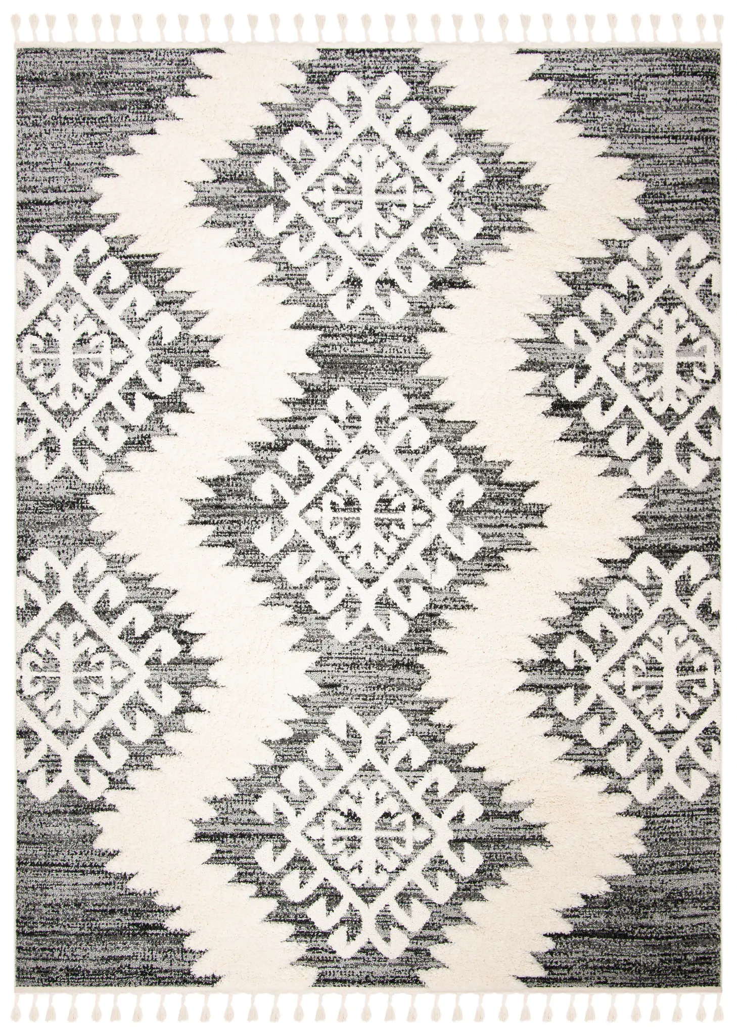 Moroccan Tassel Tribal Diamond Shag Rug