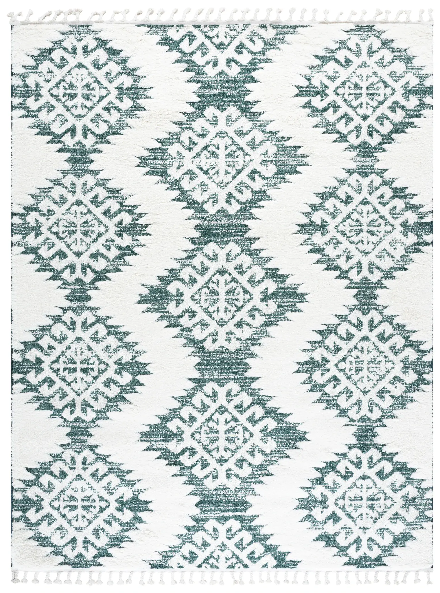 Moroccan Tassel Tribal Diamond Shag Rug