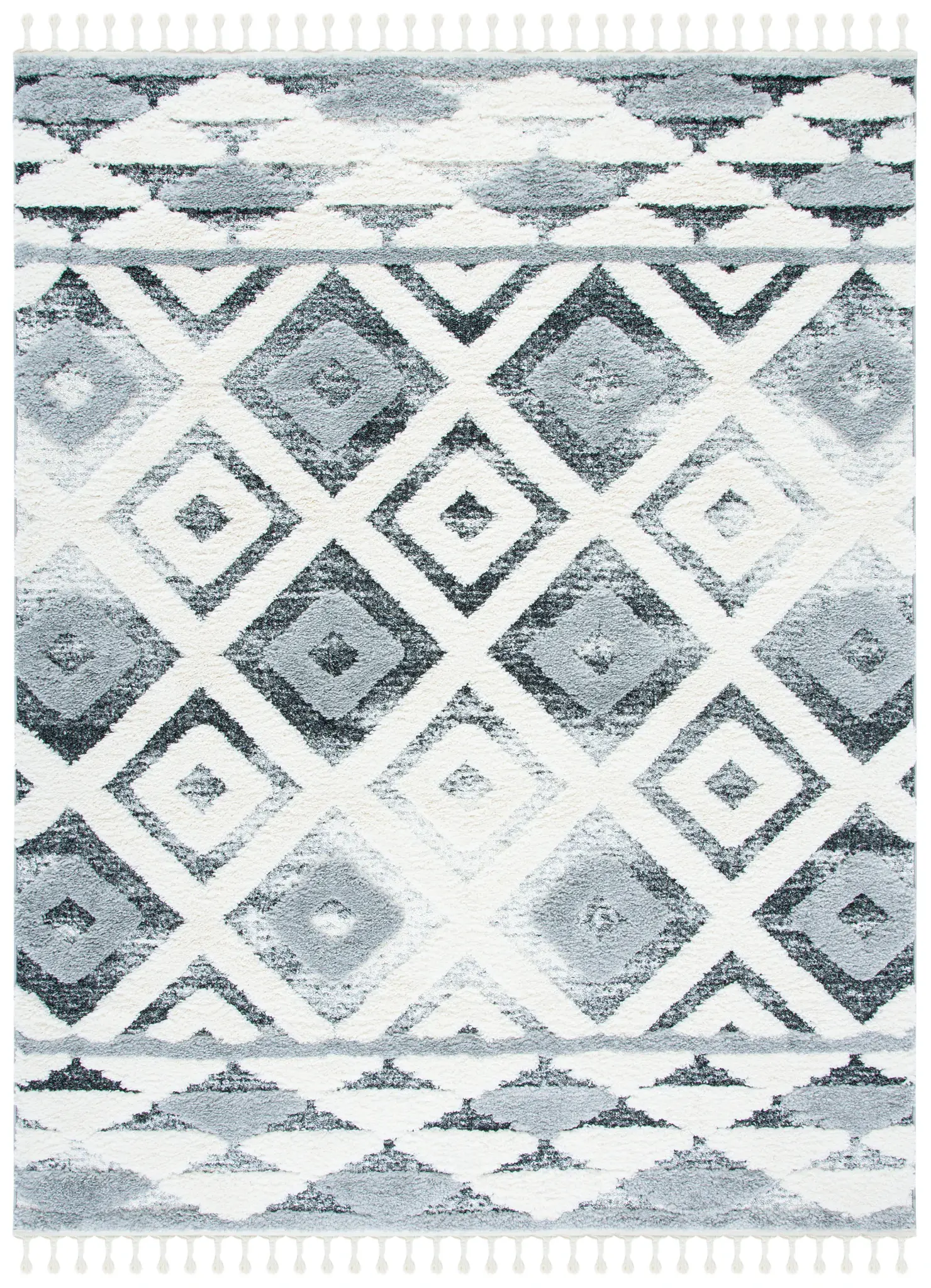 Moroccan Tassel Tahoe Tribal Diamond Shag Rug