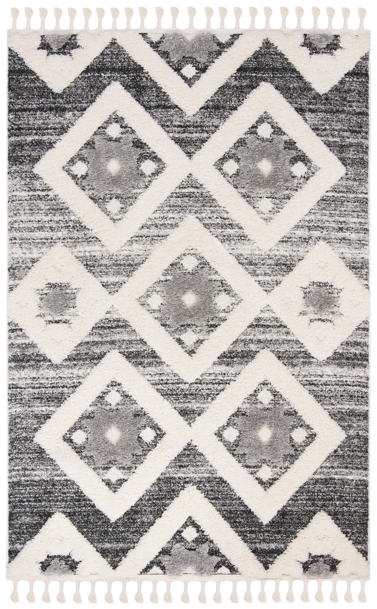 Moroccan Tassel Diamond Star Shag Rug