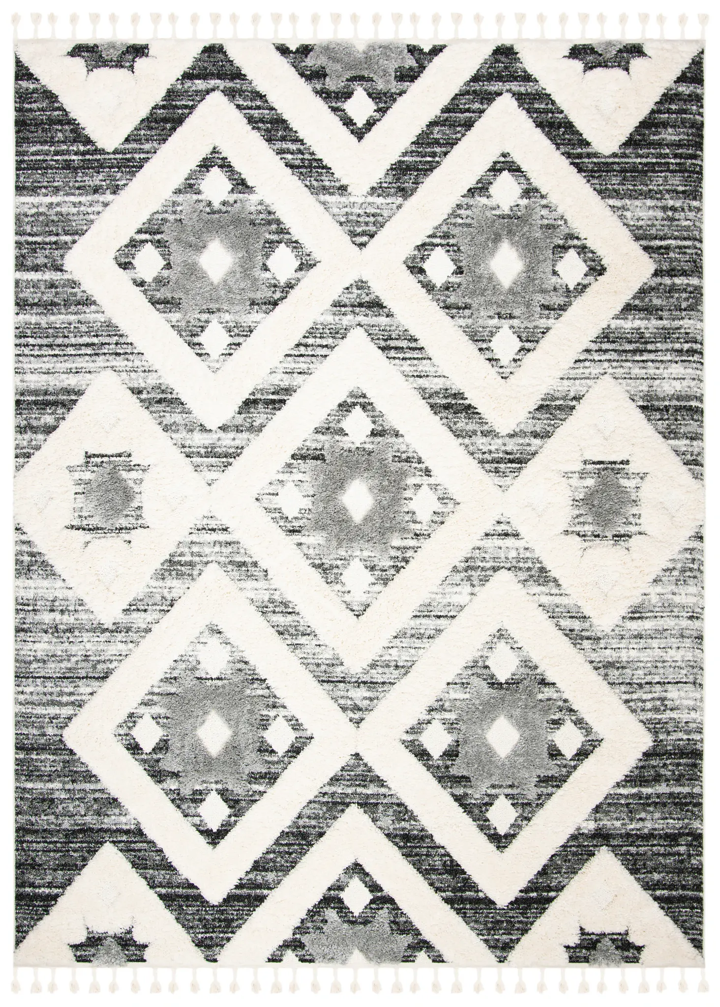 Moroccan Tassel Diamond Star Shag Rug