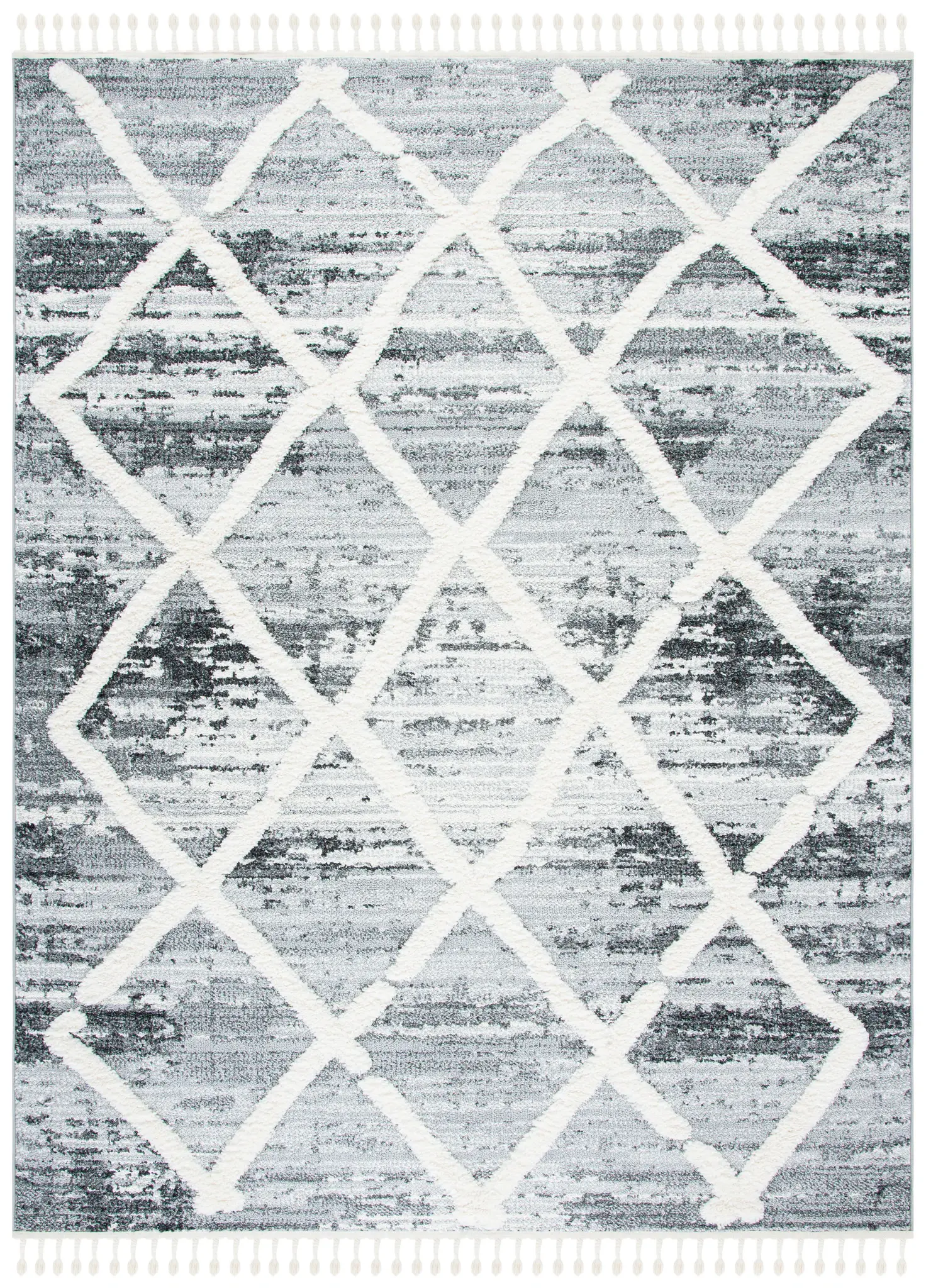 Moroccan Tassel Trellis Shag Rug