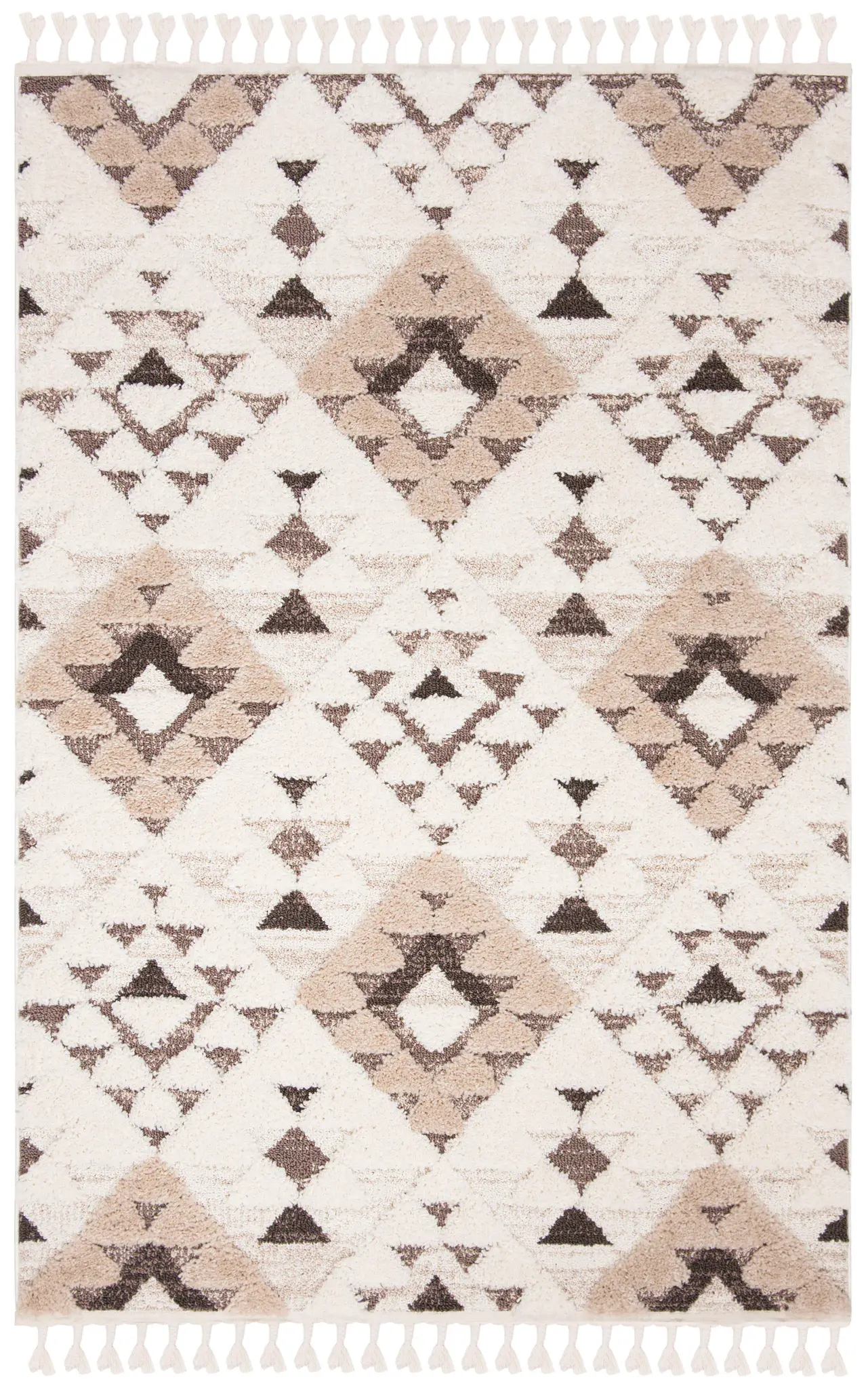 Moroccan Tassel Diamond Shag Rug