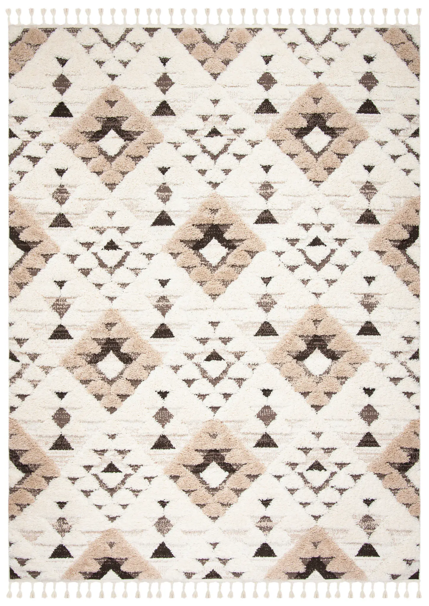 Moroccan Tassel Diamond Shag Rug