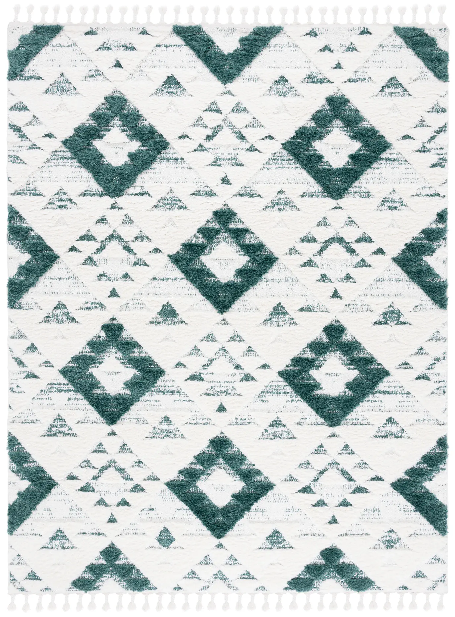 Moroccan Tassel Diamond Shag Rug