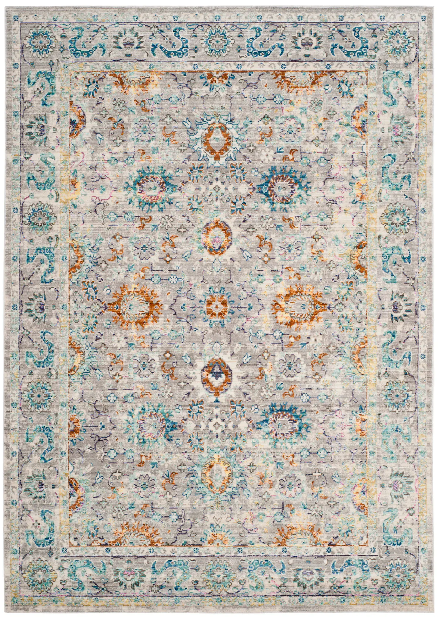 Mystique Distressed Floral Border Rug