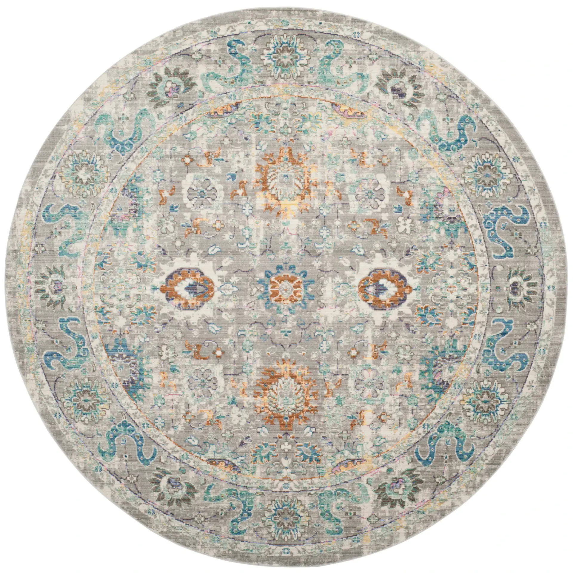 Mystique Distressed Floral Border Rug
