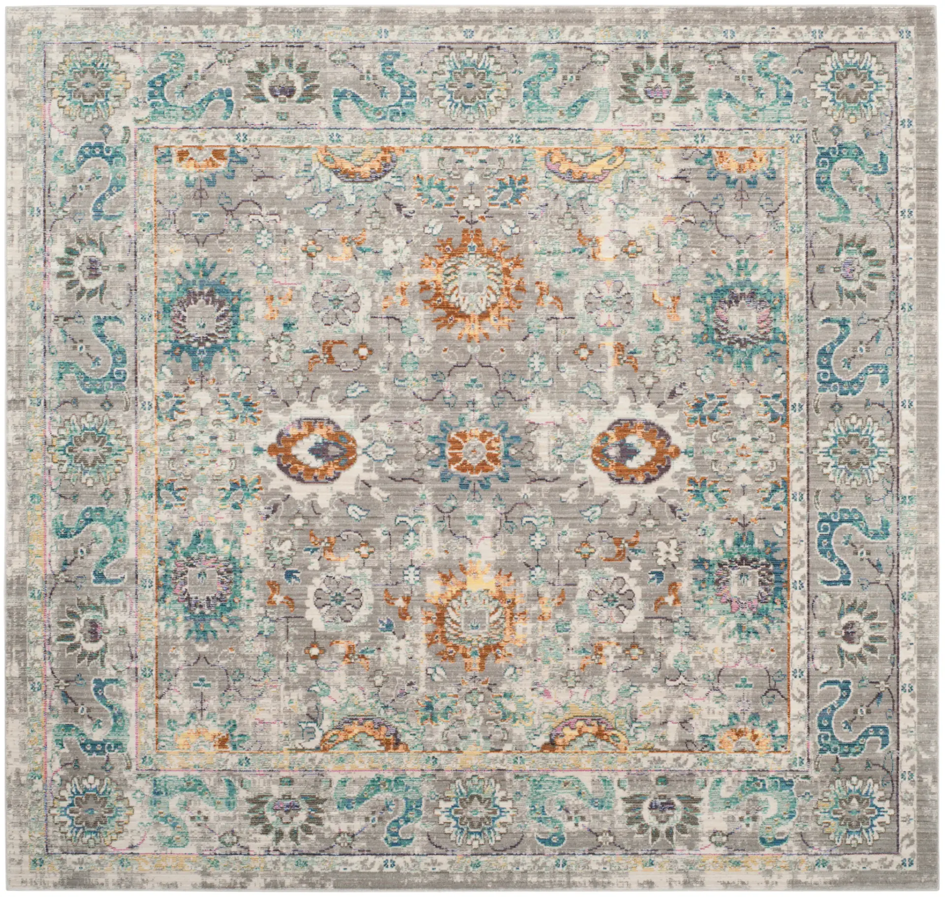 Mystique Distressed Floral Border Rug