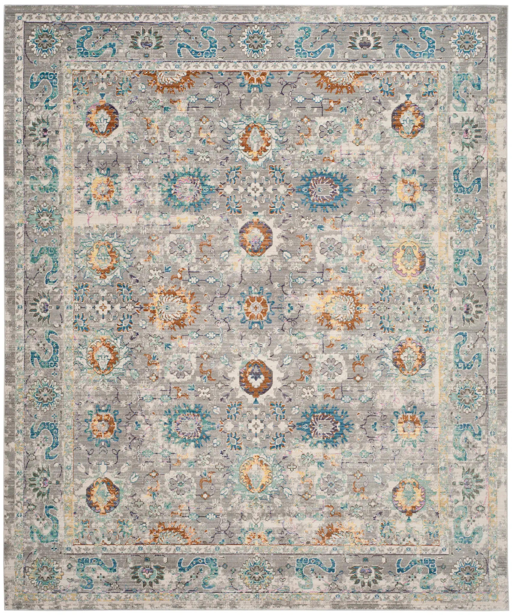 Mystique Distressed Floral Border Rug