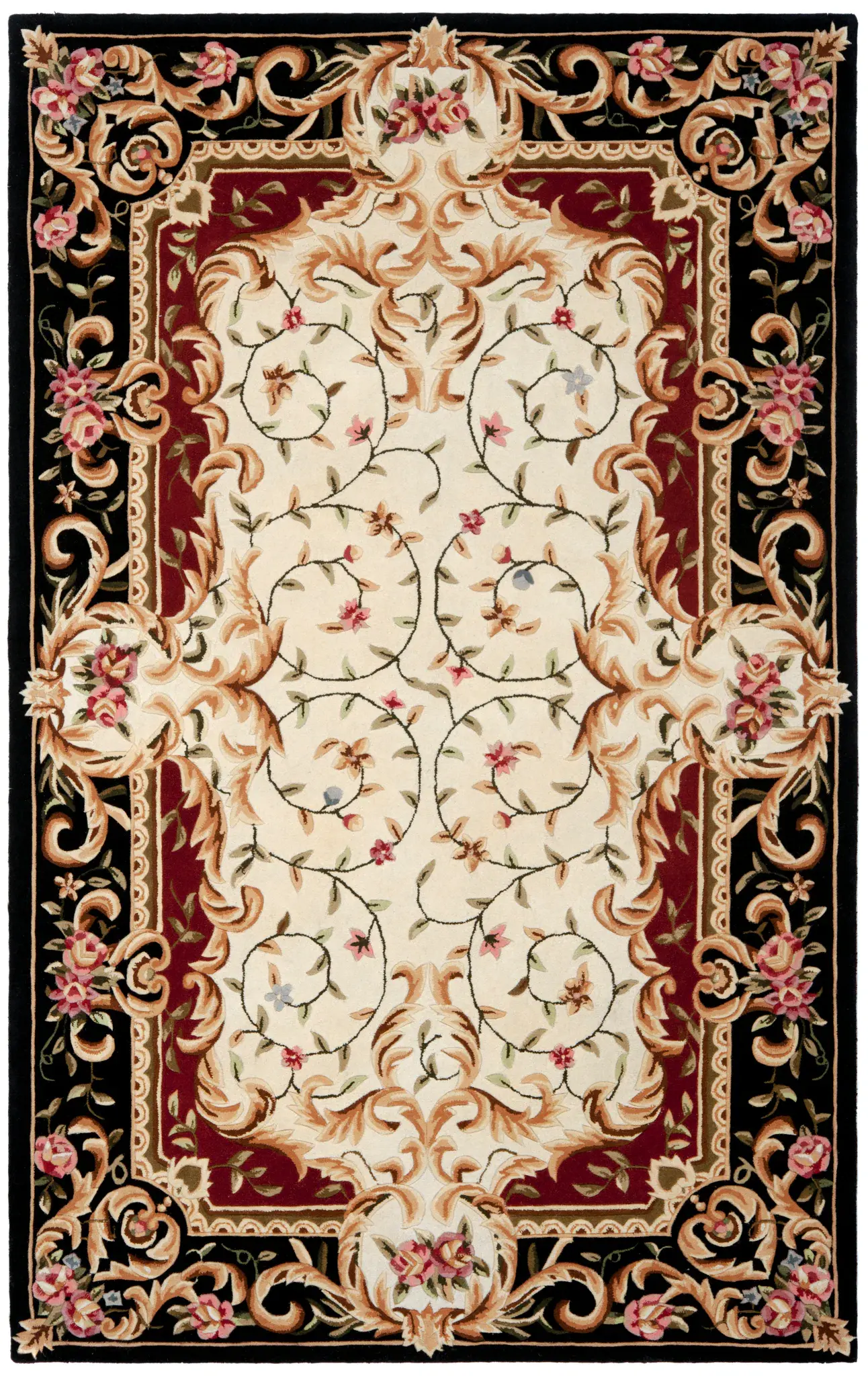 Naples Floral Border Hand-Tufted Wool Rug