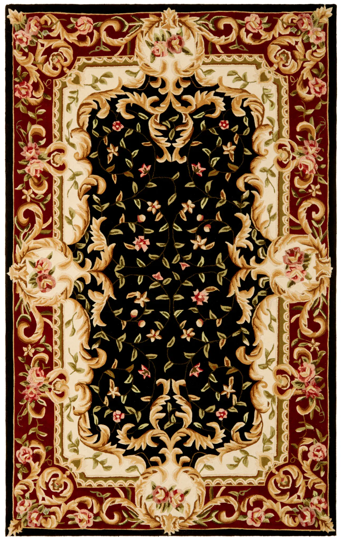 Naples Floral Border Hand-Tufted Wool Rug