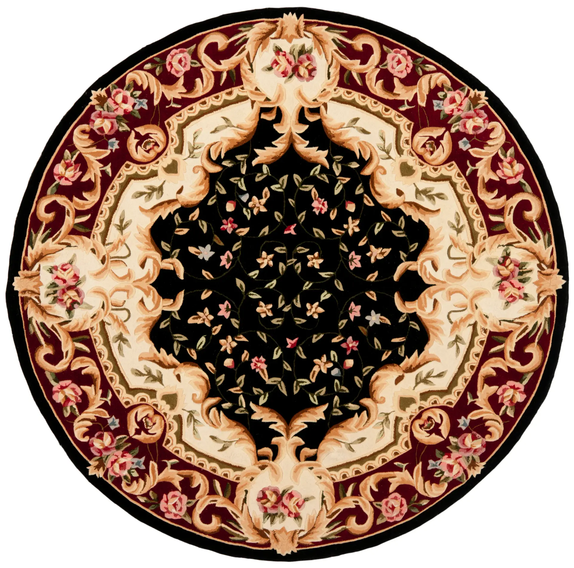 Naples Floral Border Hand-Tufted Wool Rug
