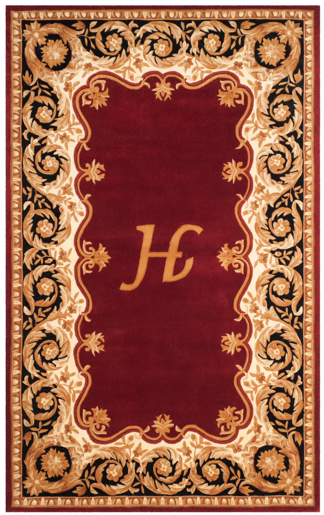 Naples Monogram Floral Hand-Tufted Wool Rug