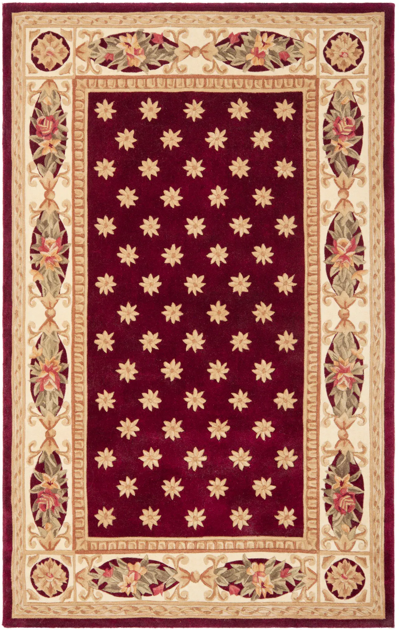 Naples Floral Star Border Hand-Tufted Wool Rug