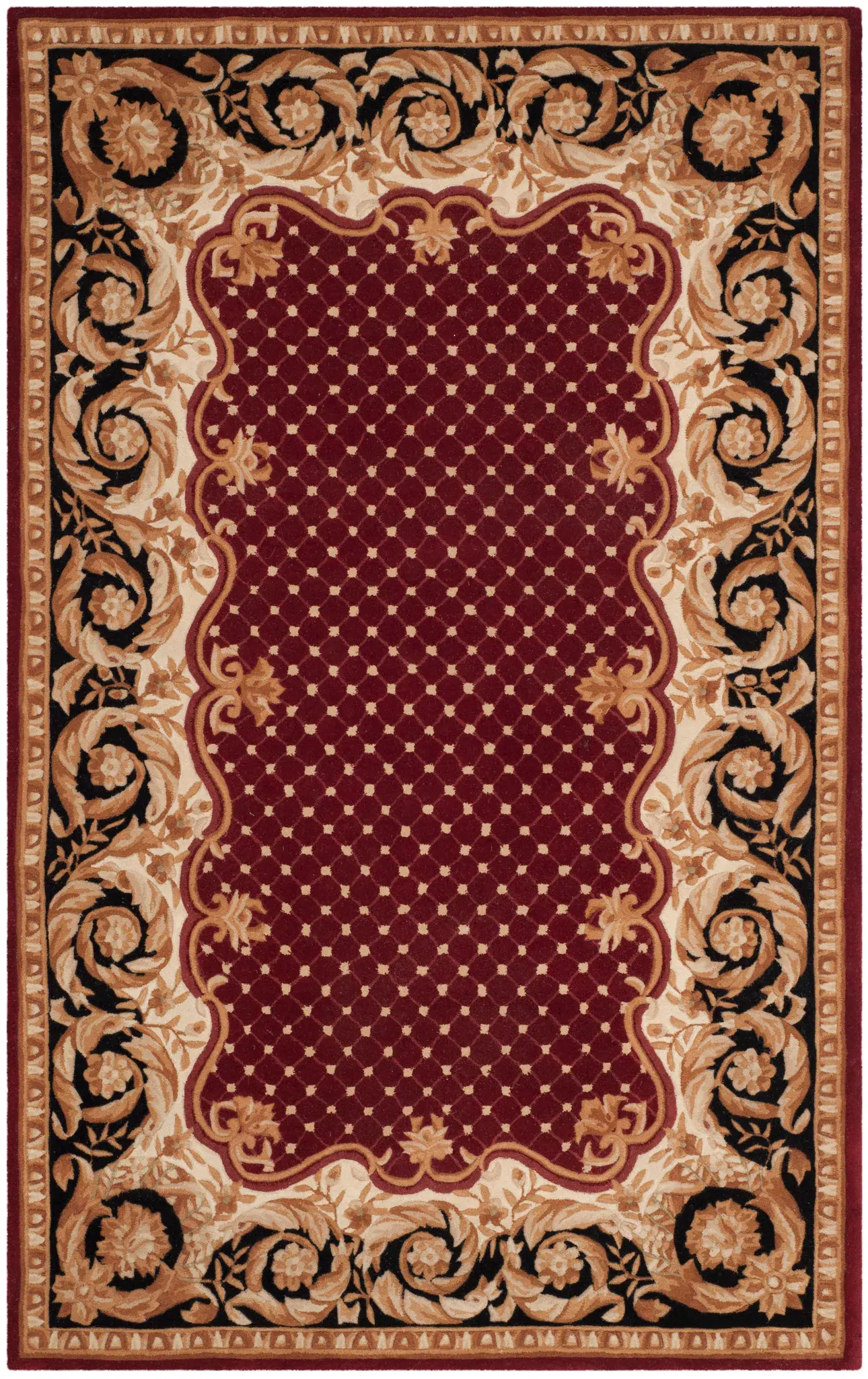 Naples Floral Border Trellis Hand-Tufted Wool Rug
